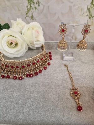red bridal jewellery set