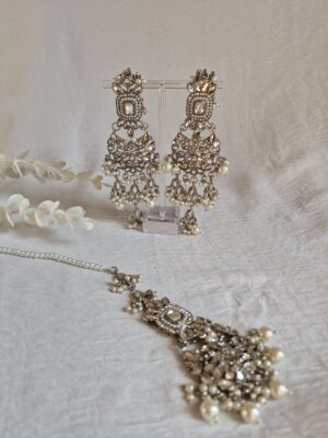 Silver Earrings and Tikka